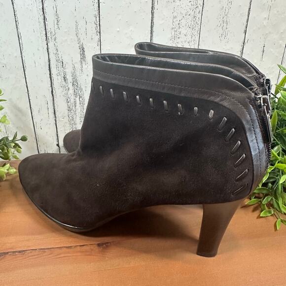 Aquatalia Marvin K Riley Dark Brown Suede Back Zipper Ankle Boots Size 12 - Picture 4 of 10